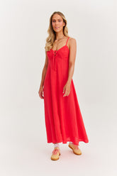 Red Spell strapless maxi dress